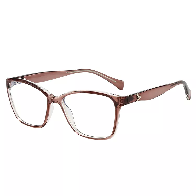 TR90 Gafas elegantes transparentes con patillas onduladas y ojo de gato