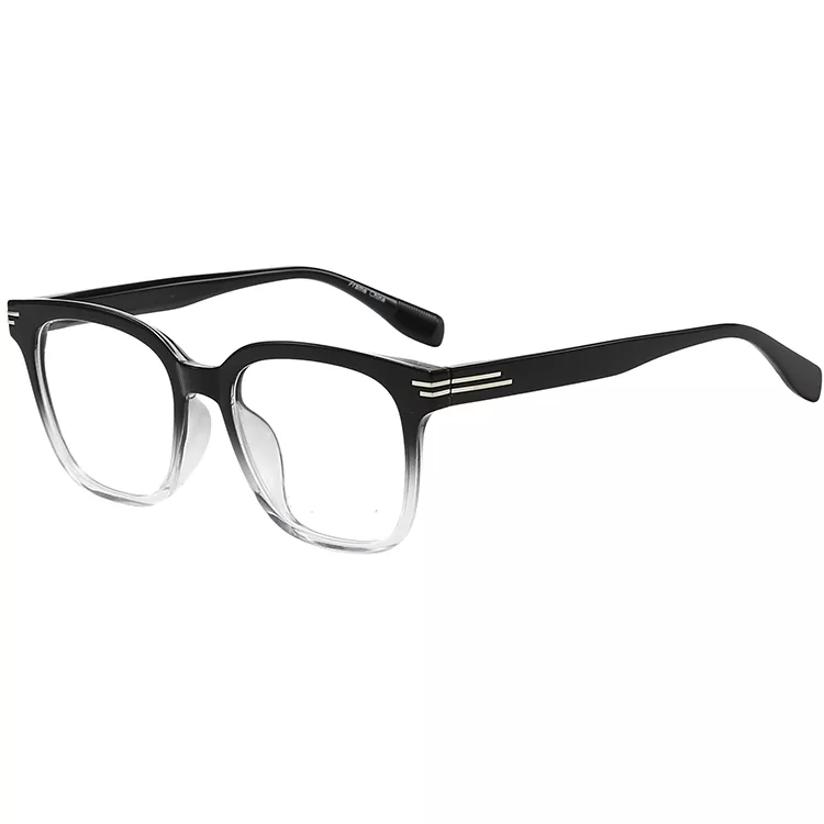 Marco óptico de moda con remaches a rayas cuadrados transparentes TR90